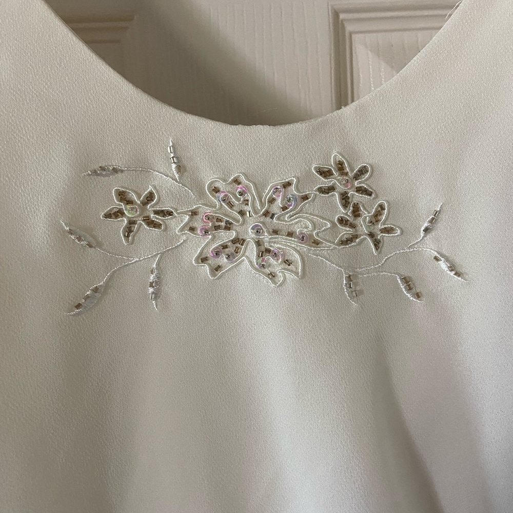 Coldwater Creek Cream Embellished Chiffon Formal Dress - Picture 3 of 5